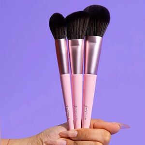 Jazmine Complexion Brush Trio, 3 Piece Set, Blush/Bronzer/Detail Setting Brushes